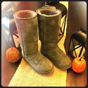 Gray Suede Sheepskin Boots